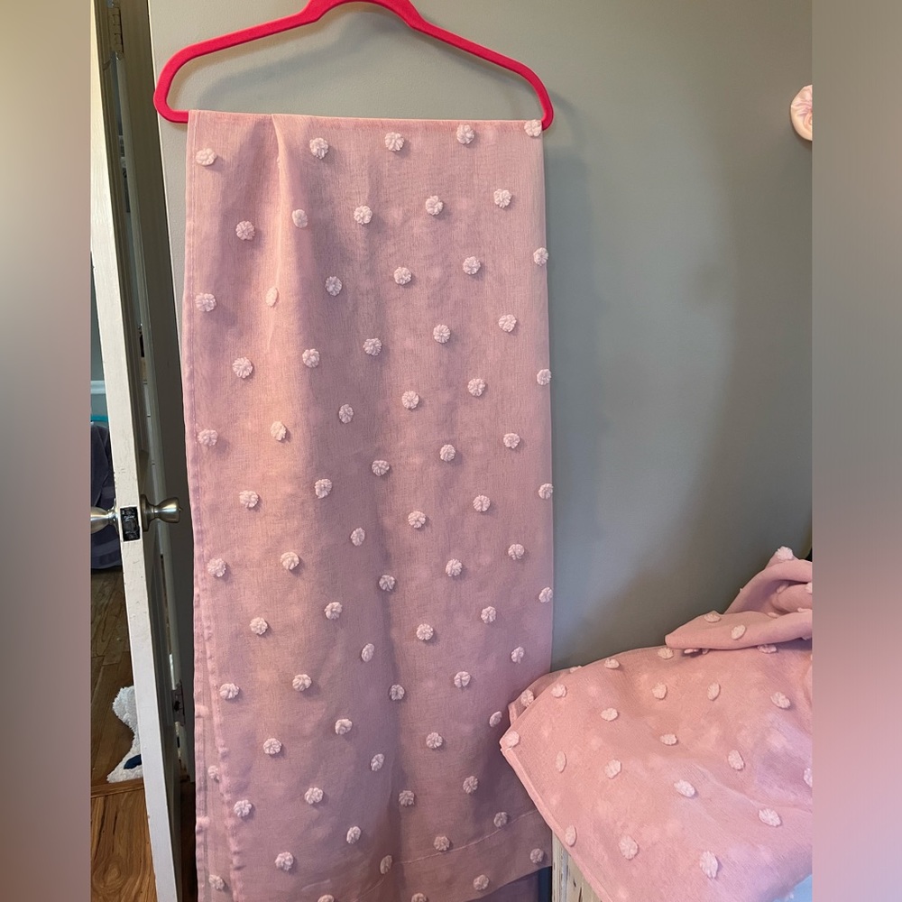Pink Swiss Dot Curtains- Girl’s Room